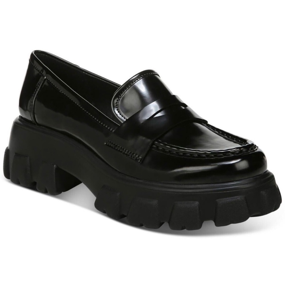 Black Chunky Loafers for Women